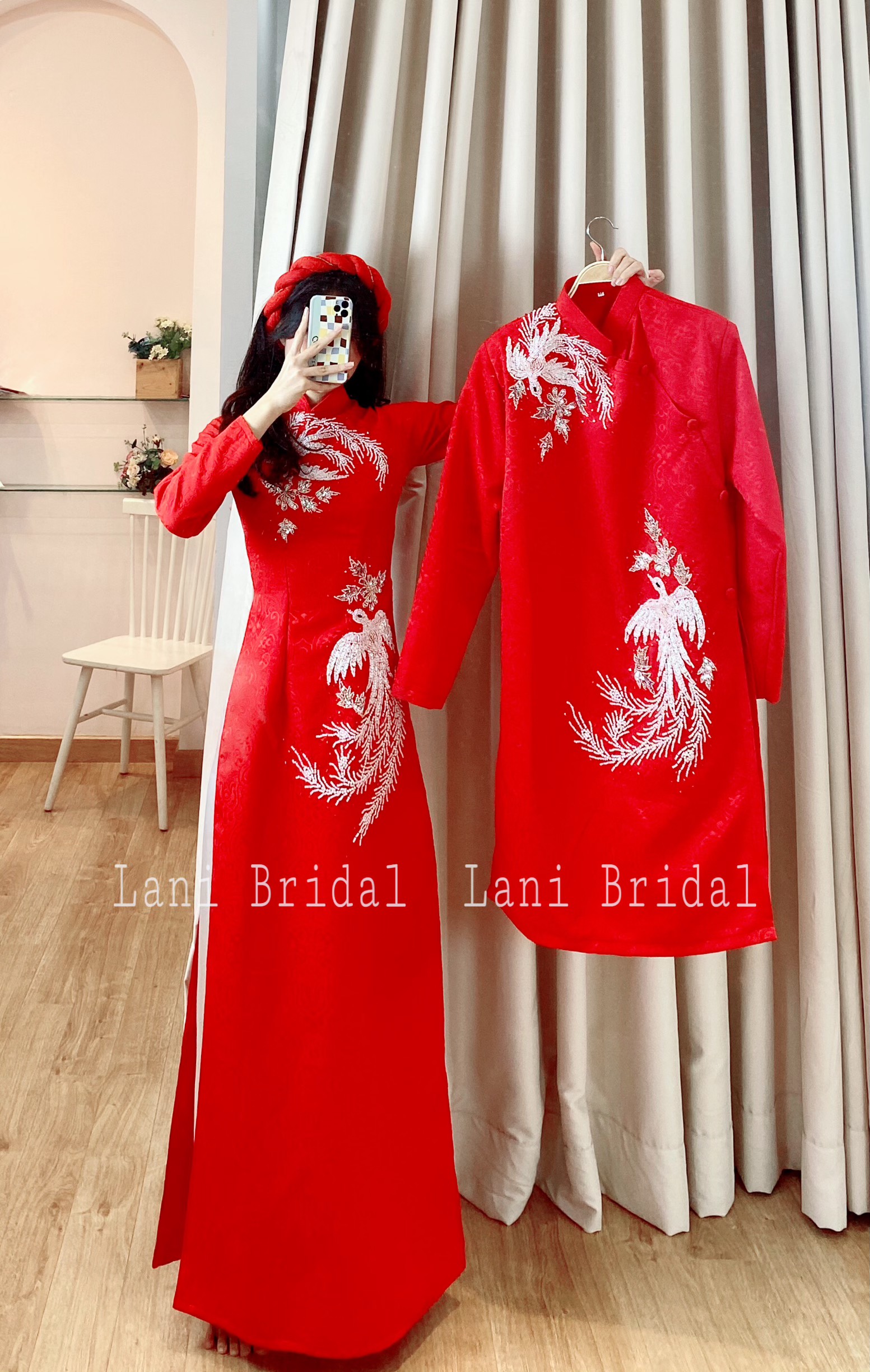 ÁO DÀI ĐỎ TAFTA 02