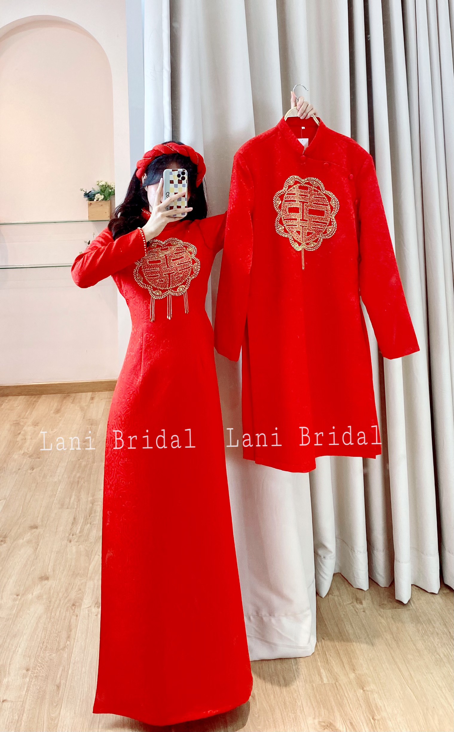 ÁO DÀI ĐỎ TAFTA 3