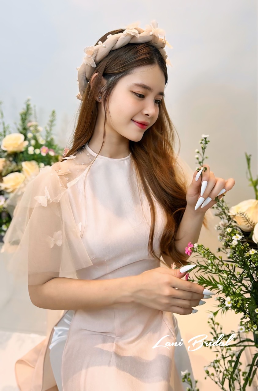 Áo Dài Nude Cánh Tiên Hồ Điệp