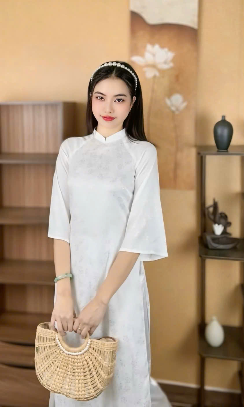 Áo Dài Gấm Trắng 